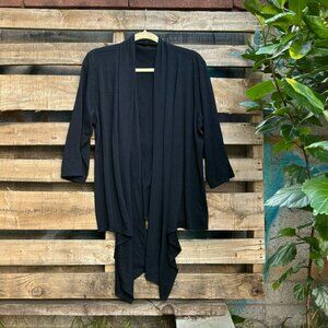 Candy Rain Plus Black Draped Open-Front Cardigan